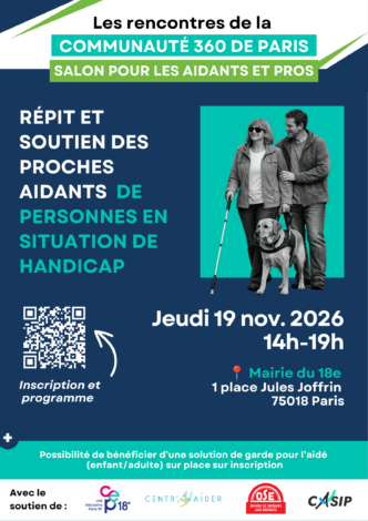 Affiche Salon pour le répit et le soutien des proches aidants de personnes en situation de handicap de Paris.